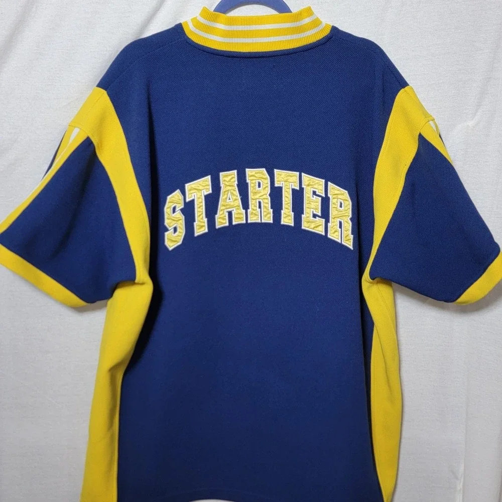 Vintage Y2k 90s Starter Black Label Navy And Yellow Snap Button Up Sz XL NBA MLB